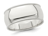 Mens Milgrain Wedding Band Ring in Sterling Silver (9mm)